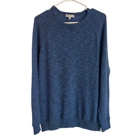 Peter Millar Men's Cotton/Cashmere Blend Crewneck Sweater Size L Heathered Blue - Picture 1 of 8